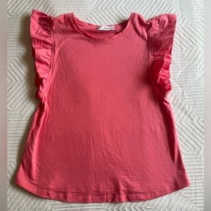 NWOT - Mango - Pink Ruffle Sleeve Tank Blouse - 100% cotton - pink